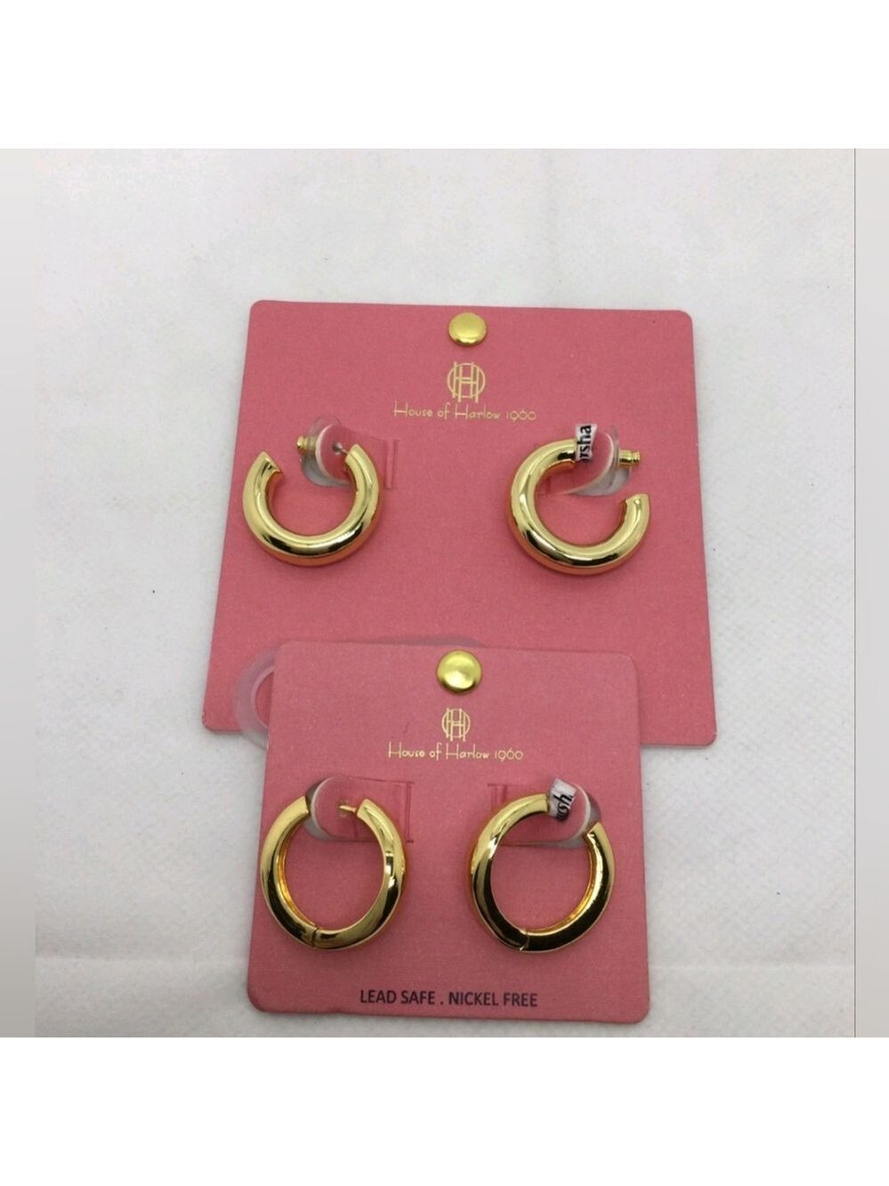 House of Harlow 1960 Gold Textured Hoop Earrings